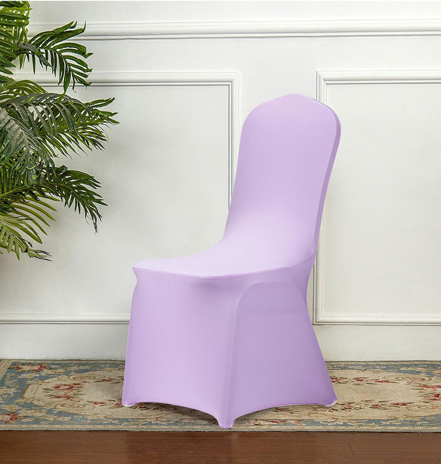 Peomeise Stretch Spandex Chair Cover for Wedding Party Dining Banquet Event (Lavender, 12)
