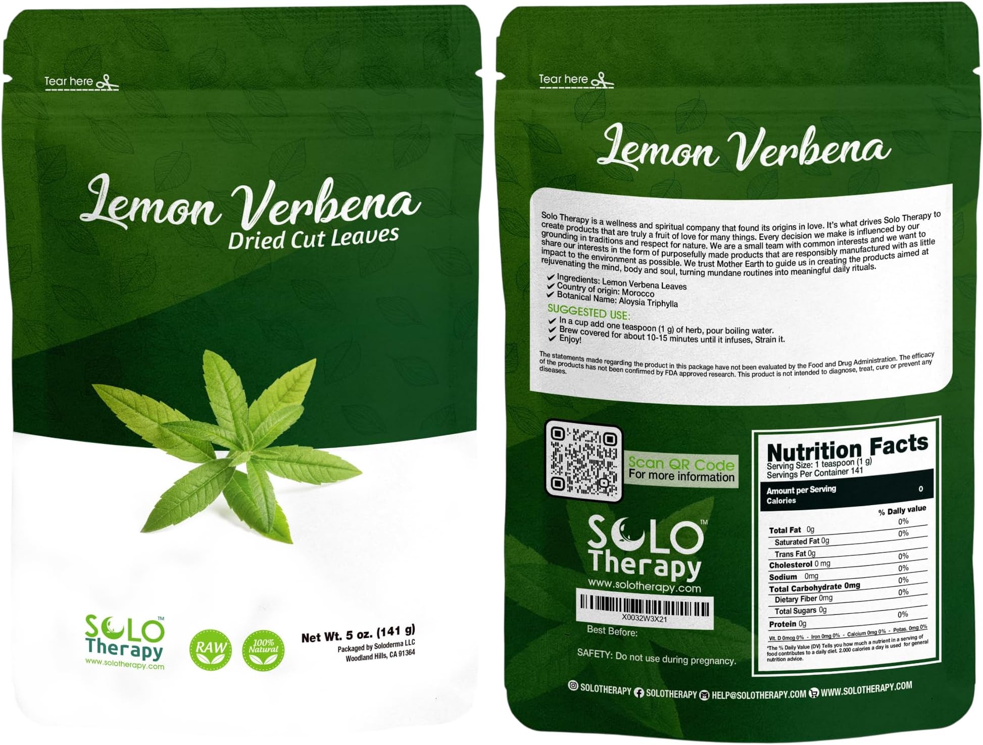 Lemon Verbena 5 oz (Aloysia Citrodora) Dried Cut Leaves, 100% Pure and Natural, Product From Egypt, Packaged in the USA (5 oz)