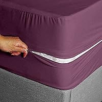 Vista 9 de Sábana bajera ajustable con cremallera, tamaño individual, 39 x 75 pulgadas, bolsillo profundo de 8 pulgadas, color azul marino, 600 hilos, 100%