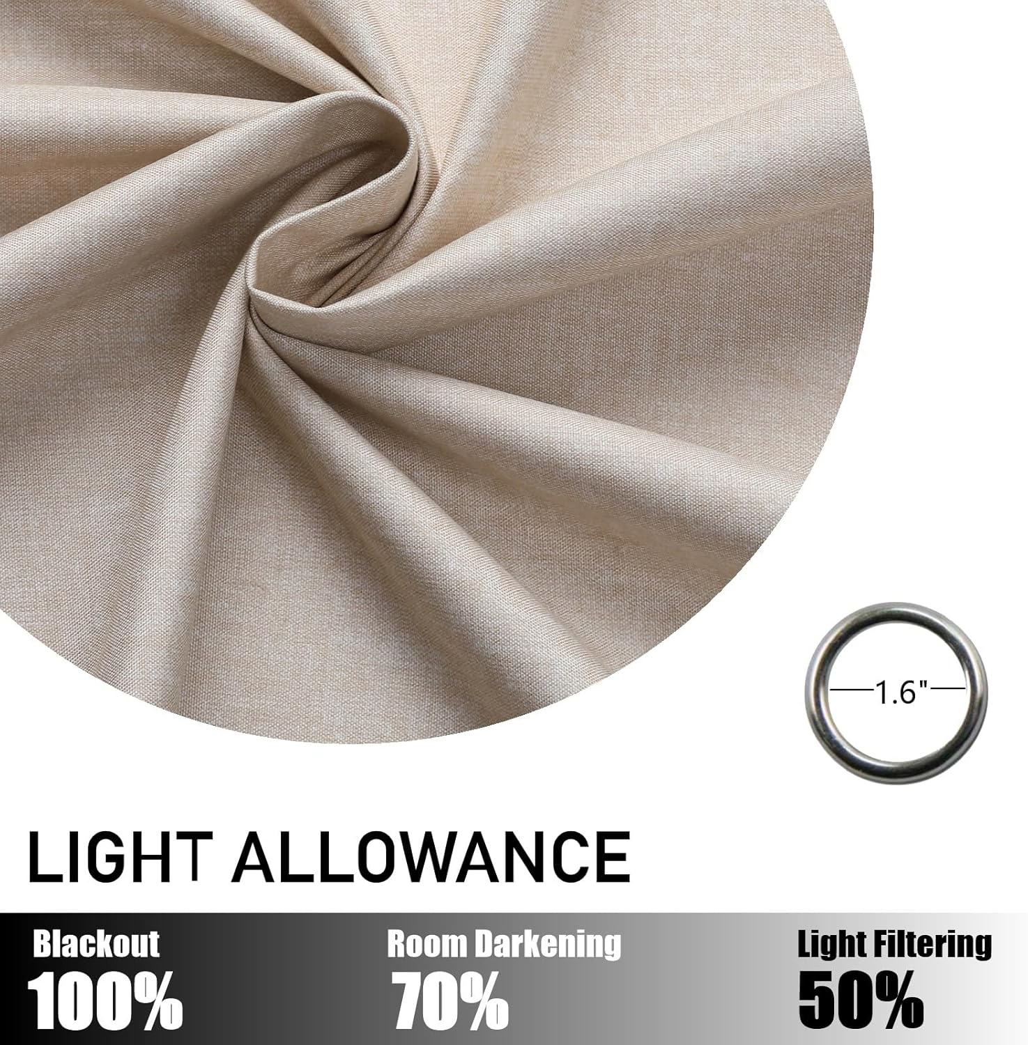 Flyfun Grommet Blackout Curtains for Bedroom and Living Room - 2 Panels Set Thermal Insulated Room Darkening Curtains (Light Khaki, 52W x 96L)