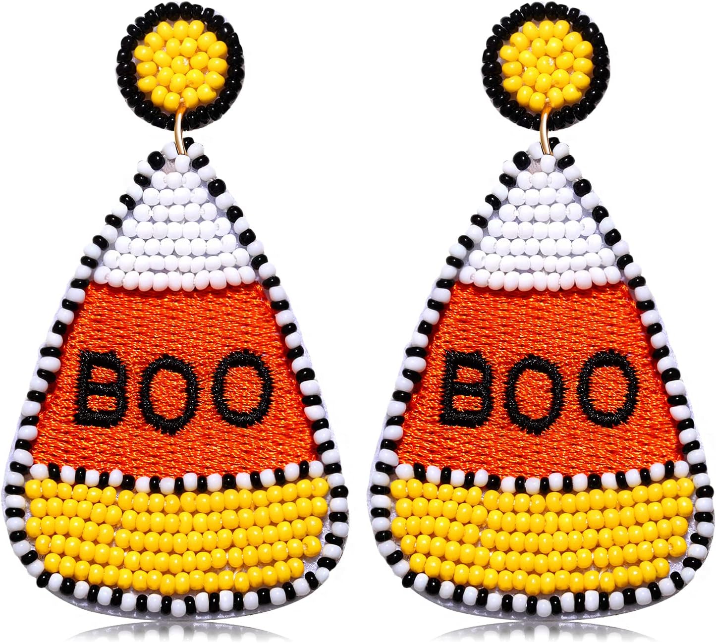 NVENF Halloween Earrings for Women, Halloween Accessories Outfits for Women, Beaded Candy Corn Earrings Costume Party Favors Jeweley Gifts (Candy Corn)