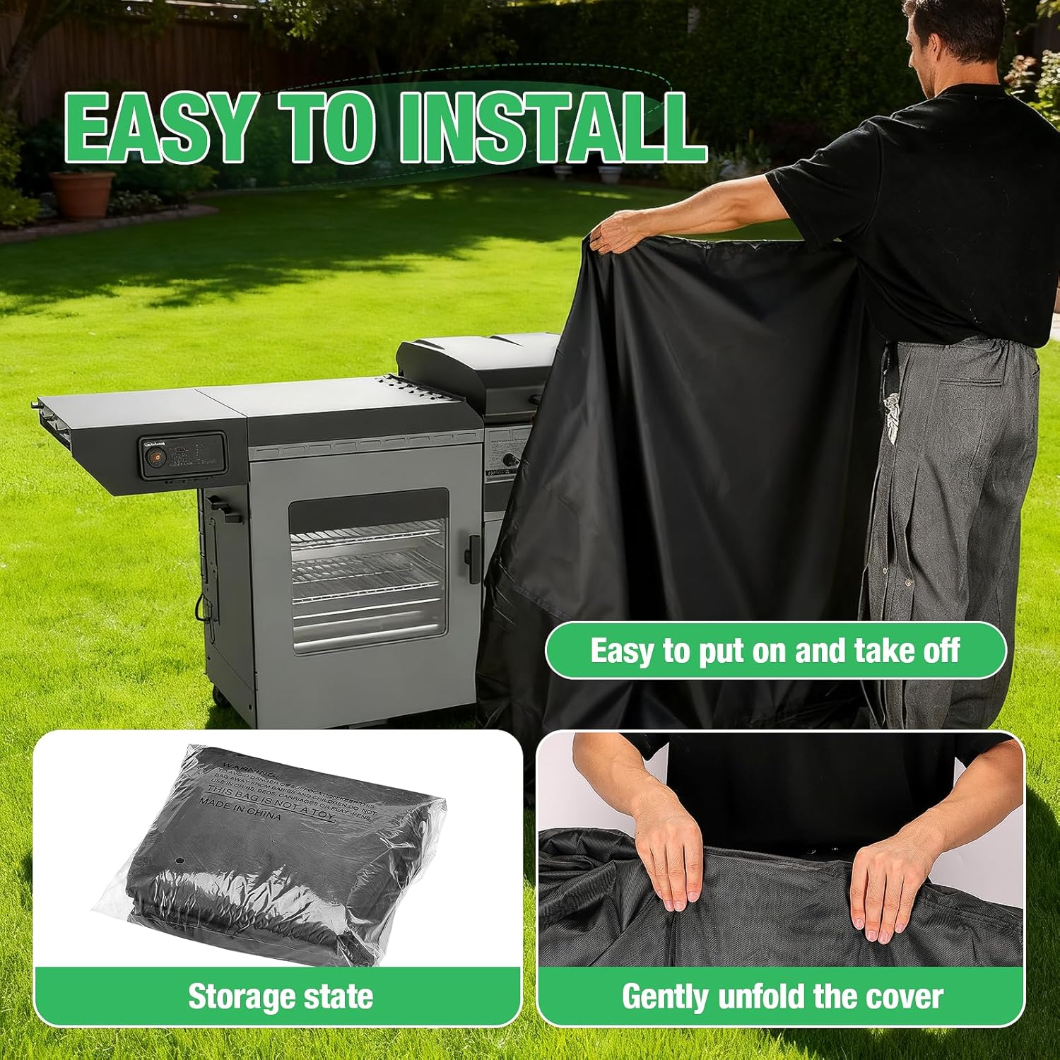 Grill Cover for Blackstone Bronco 28" XL Griddle 3 Burner Vertical Pellet Smoker Combo 2415, Heavy Duty Waterproof Outdoor griddle cover 85 Inch for Propane Griddle-86"L x 25"W x 35"H(Black)