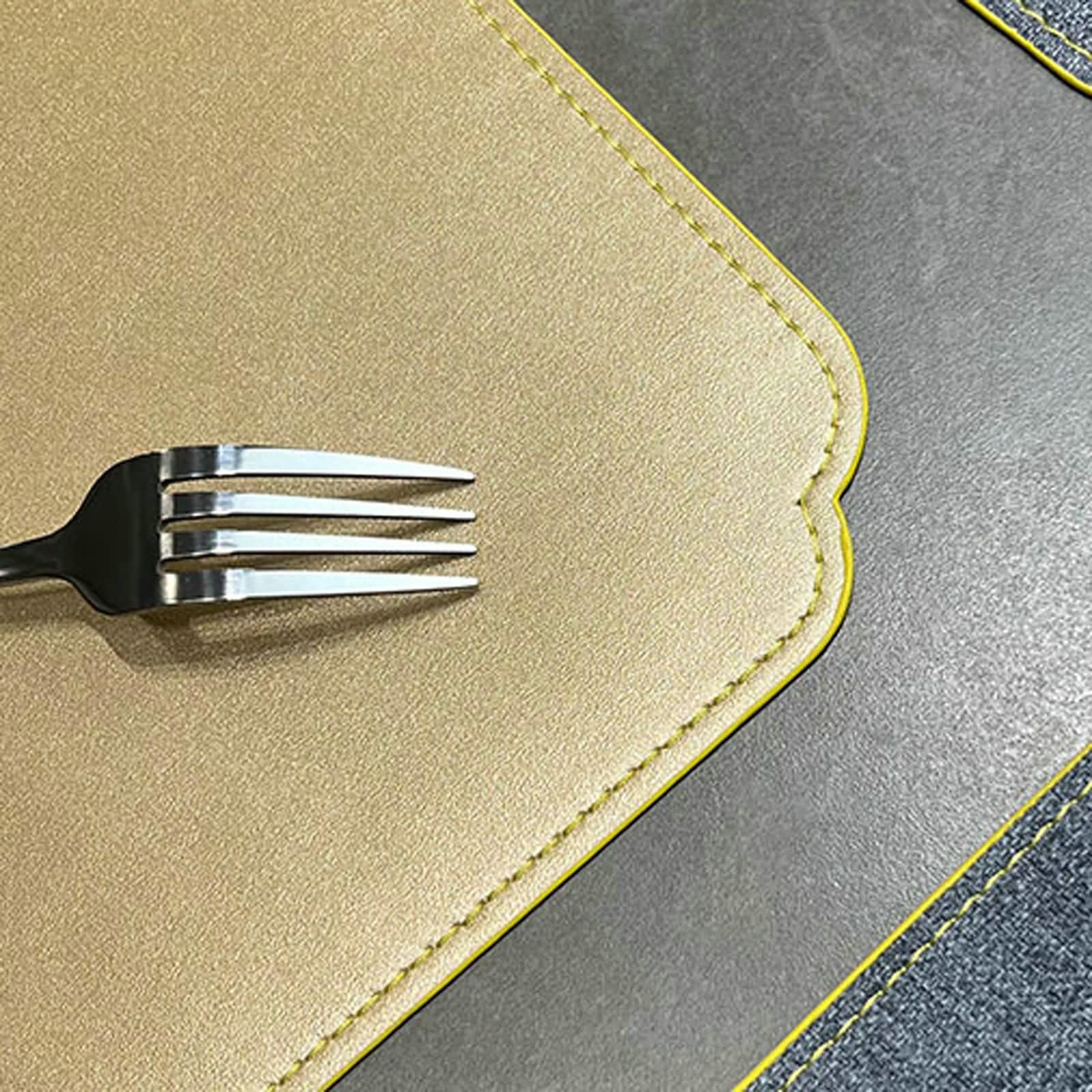 Tisch Platzsets 4 Stück, 30 x 45 cm Blau Beige Rechteck Platzsets Abwaschbar Modern Leder, Rechteck mit Doppelseitigem Bicolor