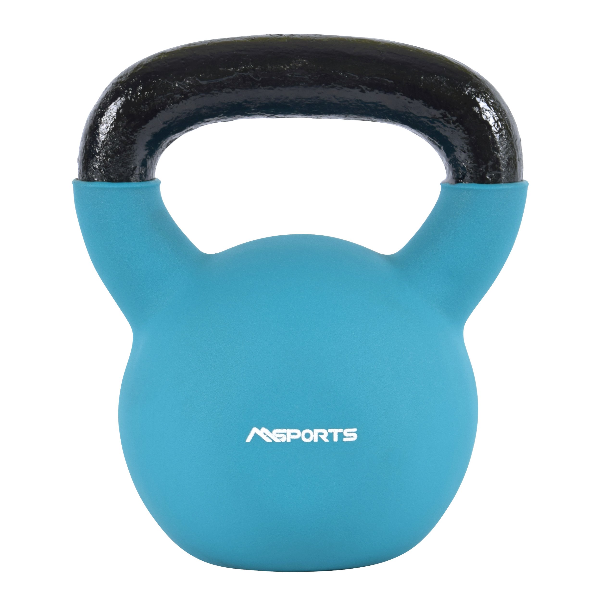 MSPORTS profesjonalne, neoprenowe hantle kettlebell, 2-30 kg, w zestawie Plakat z ćwiczeniami, hantle kettlebell 22 kg - Türkis