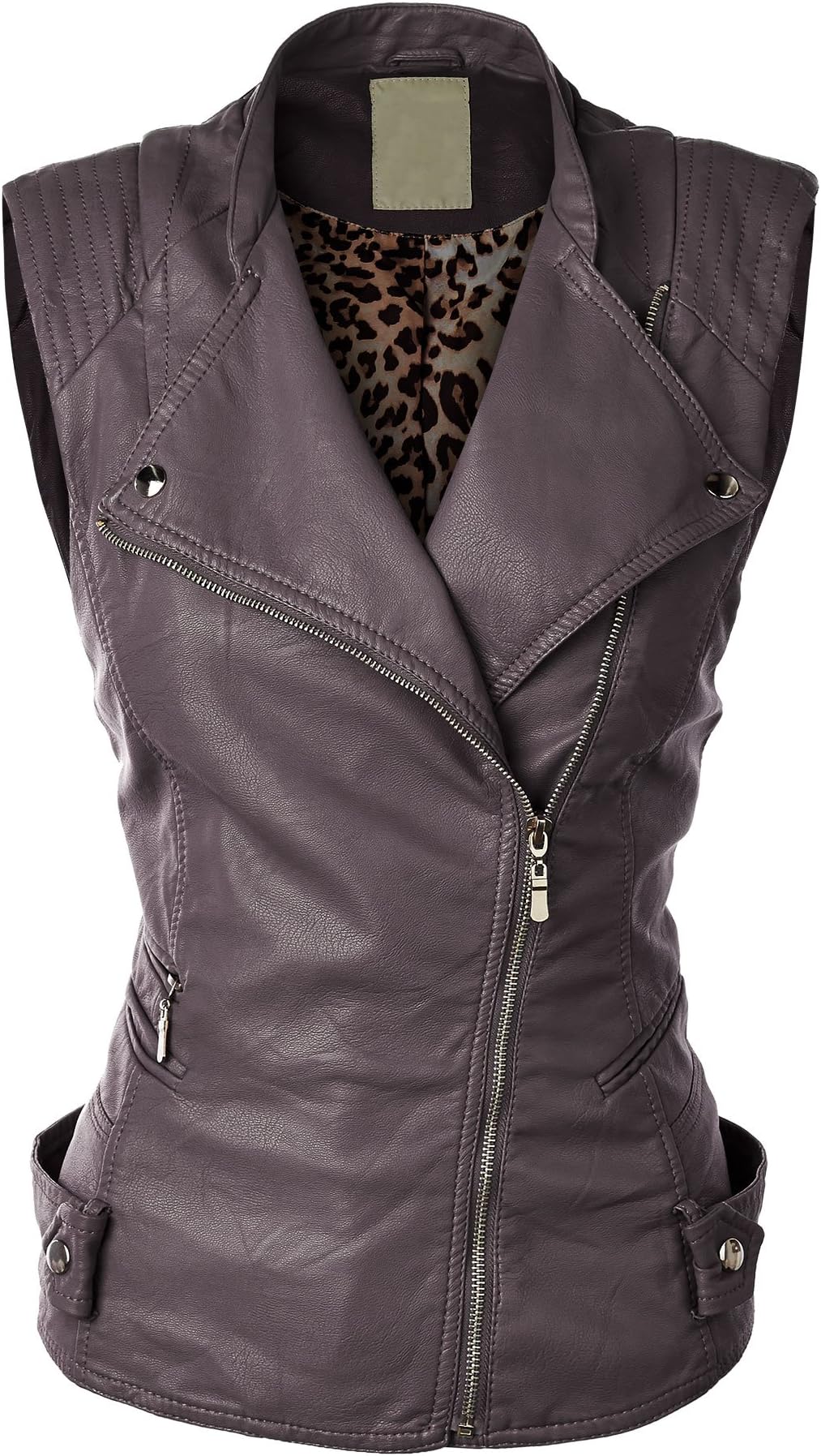Lock and Love LL Womens Faux Leather Moto Vest