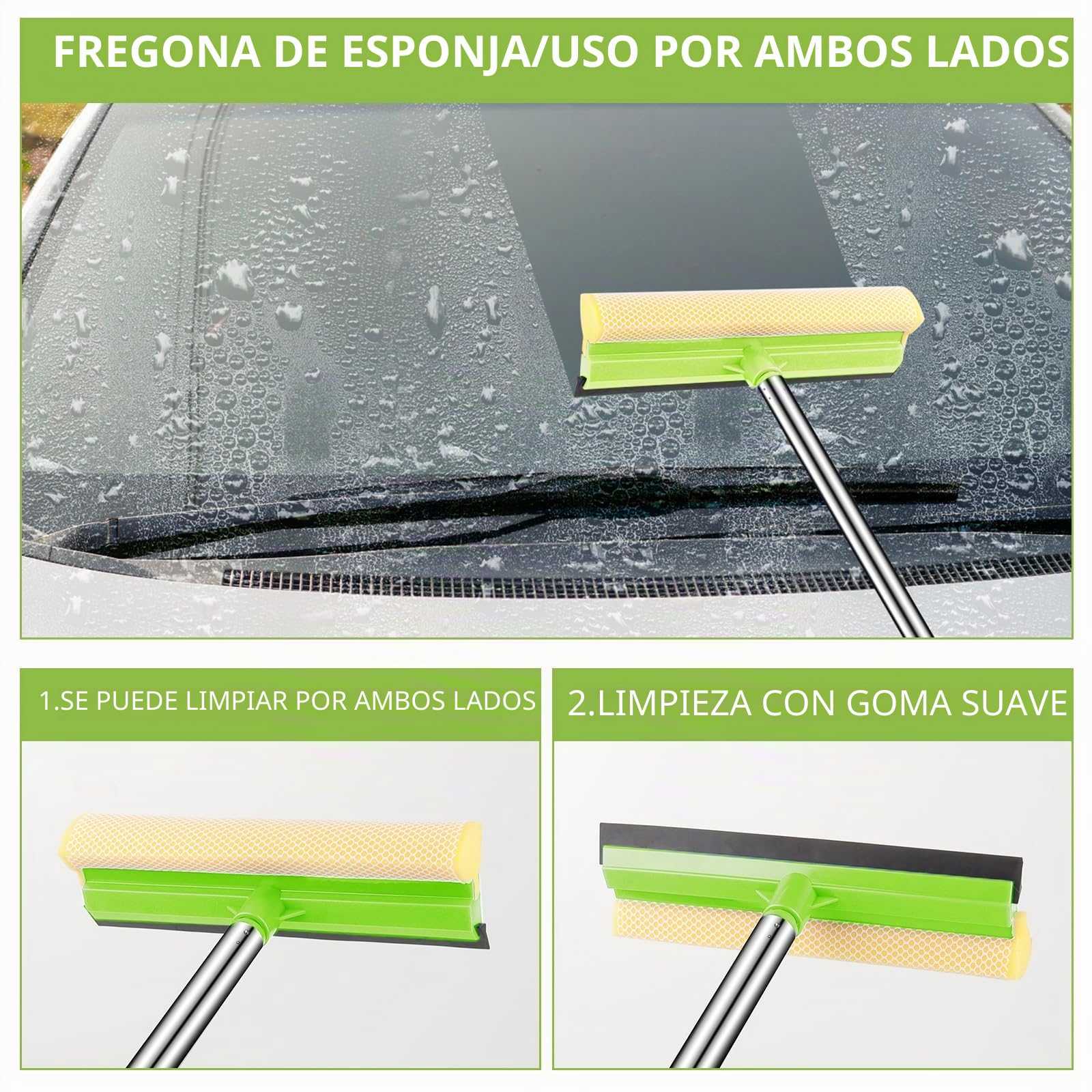 Kit de limpieza de coche, 62 pulgadas, guante de fregona con mango largo, juego de cepillos de detalles de coche, suministros completos de limpieza de coche