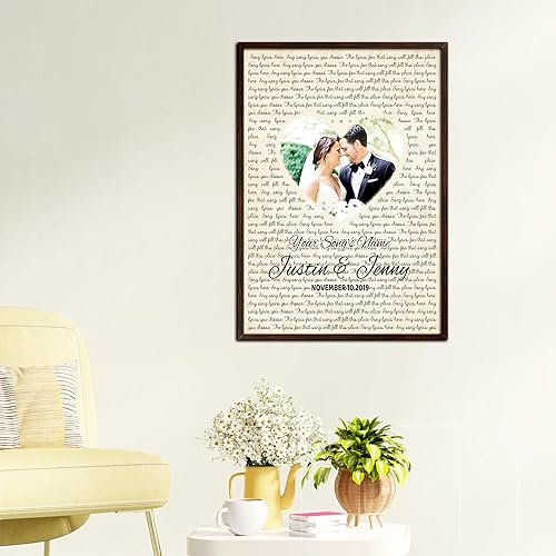 Vista 117 de Cartel de letras de canción de regalo personalizado para esposo, letras personalizadas y foto de pareja Wallart Letras de canciones de Wallart, arte