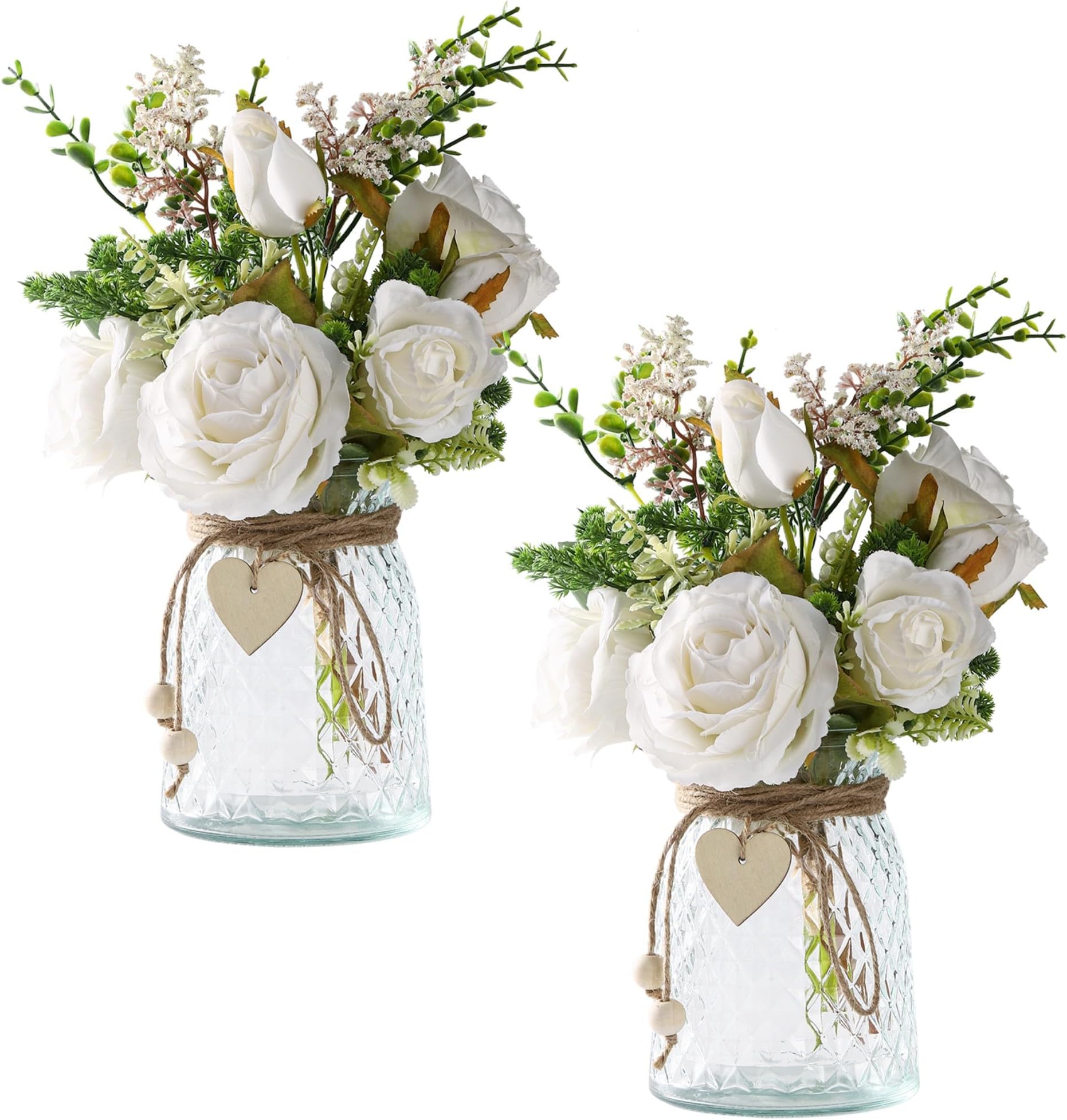 Amazon.com: Tiangrid 3 Sets Artificial Flowers in Vase Wedding Faux ...