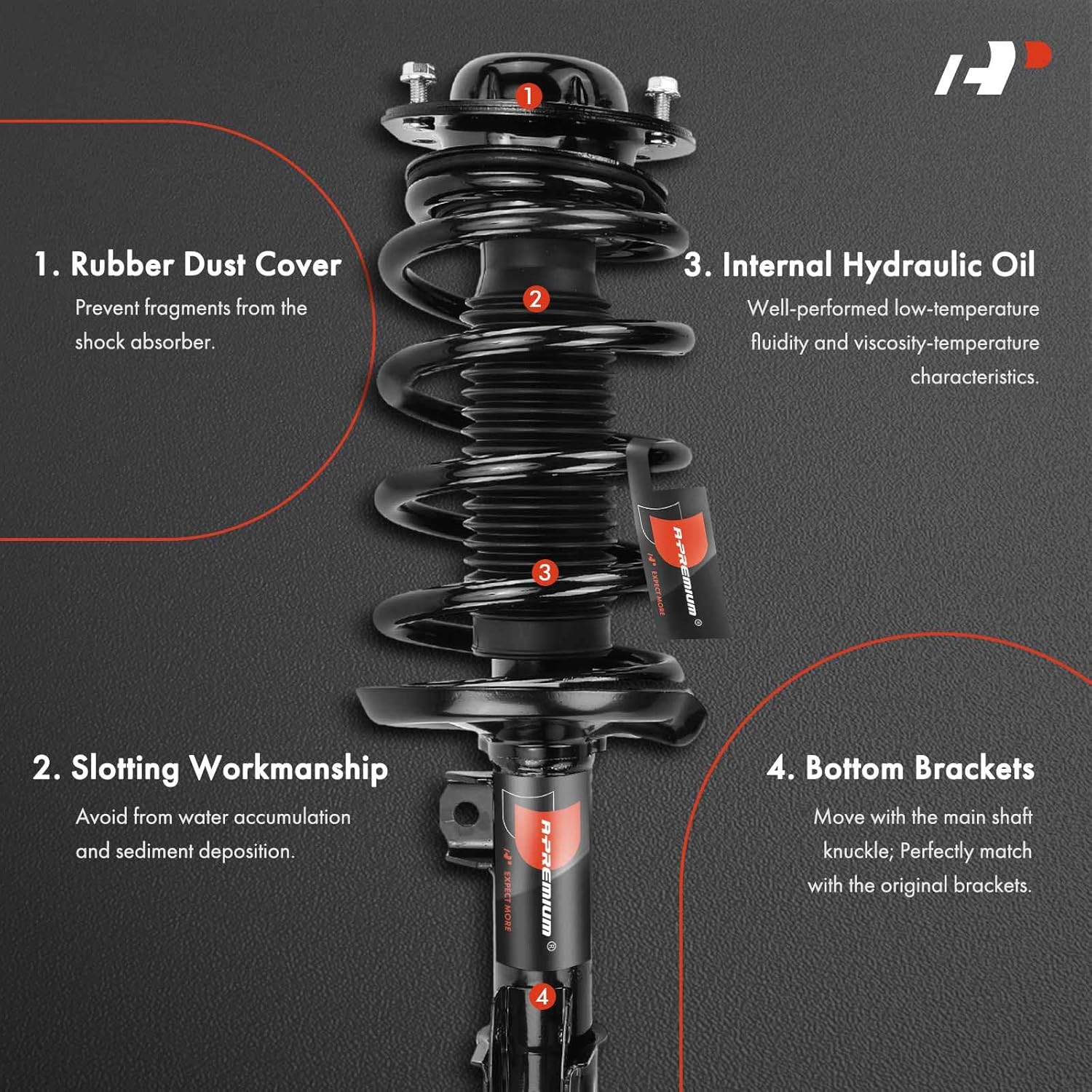 A-Premium Front Pair (2) Complete Strut & Coil Spring Assembly Compatible with Chevrolet Malibu 2004-2012 & Pontiac G6 2005-2010 & Saturn Aura 2007-2009