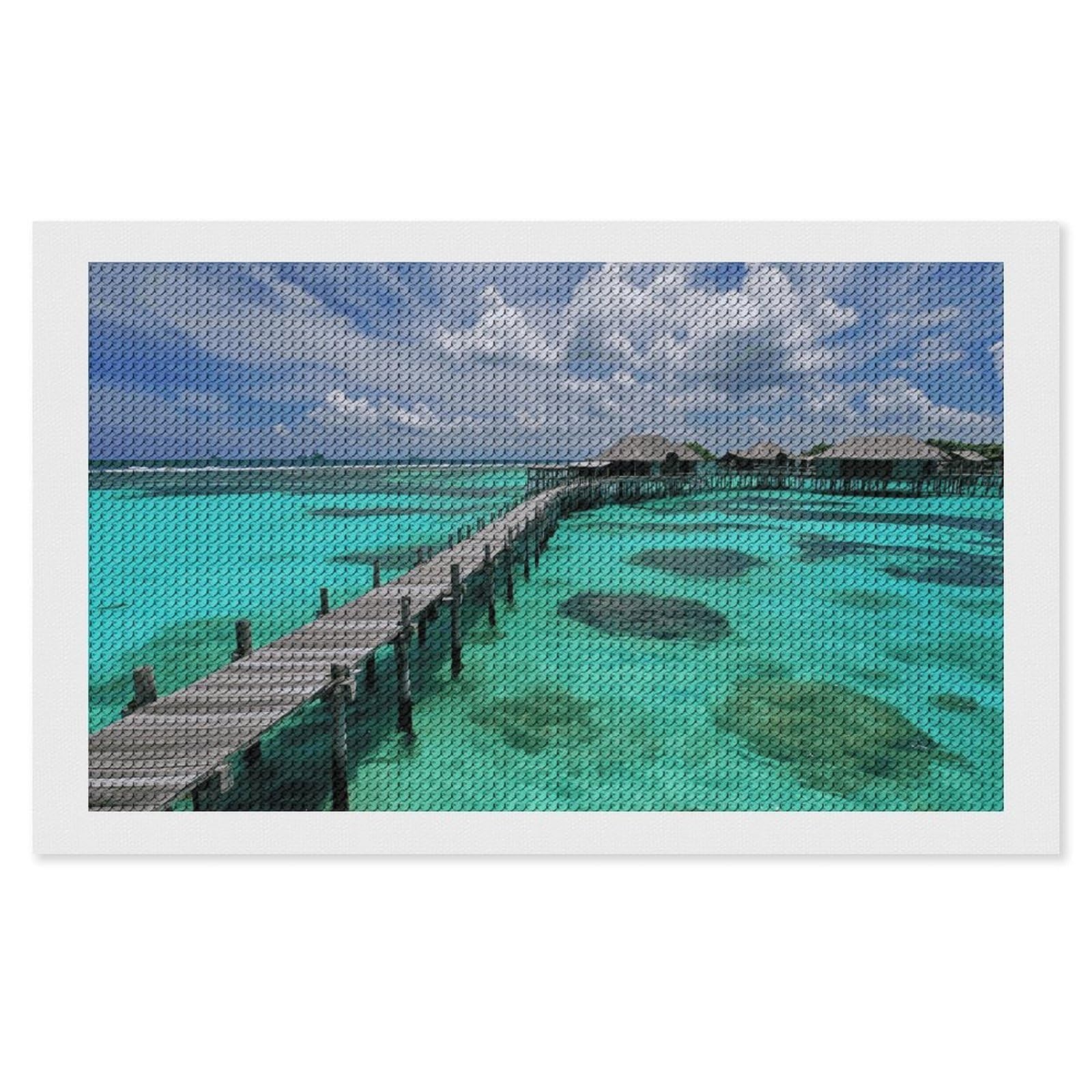 NONHAI Diamond Painting Kits for Adults - DIY Diamond Art Kits for Beginners - Full 5D Paint Drill Diamond Dots Paintings- Maldives Scenery Diamonds Pictures Gem Art and Craft Wall Decor 12"x20"