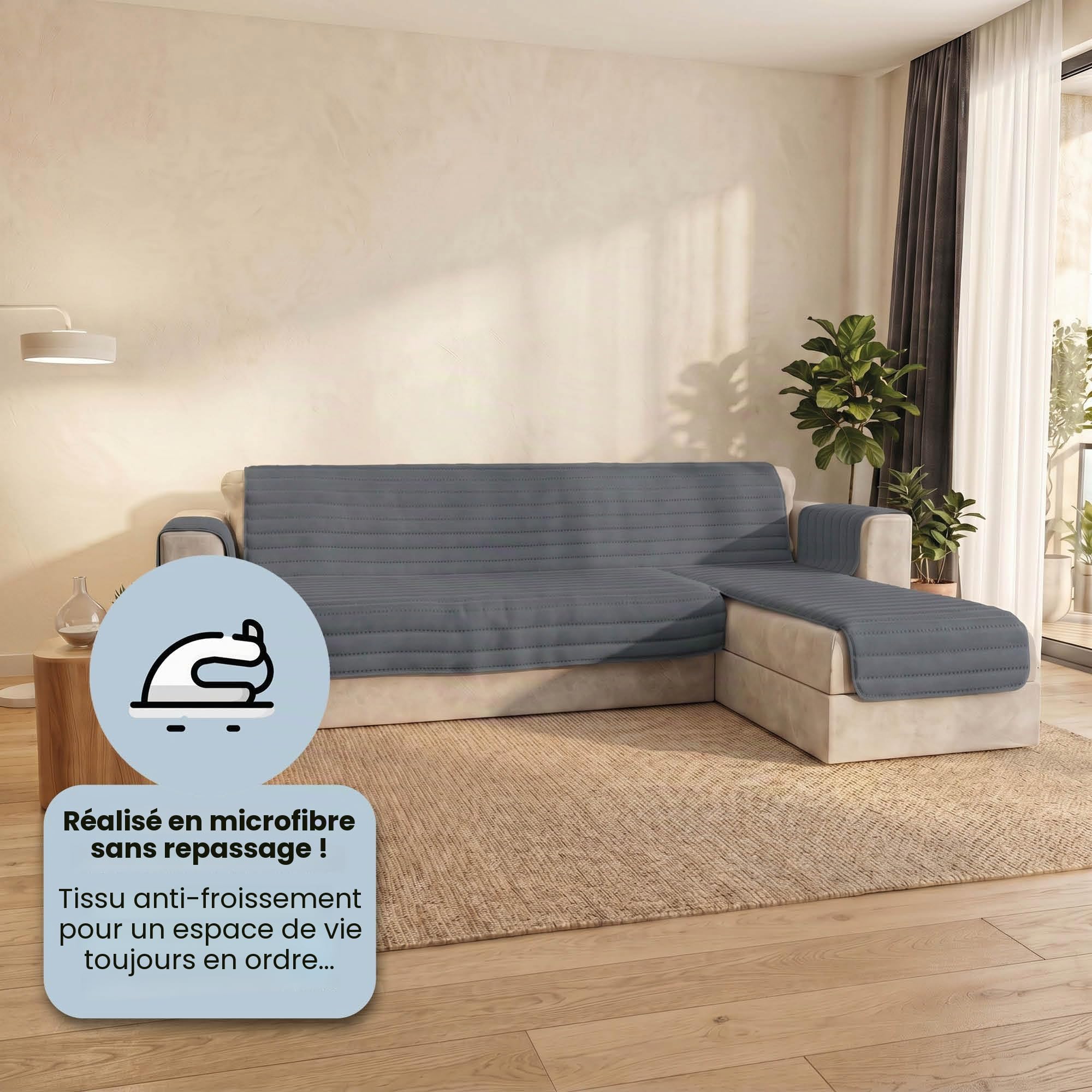Trendy canapé avec la péninsule 240 cm gris foncé