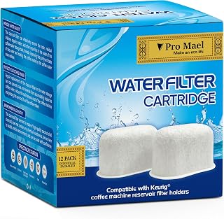 12-Pack Water Filter Refill Cartridges for Keurig 1.0 and 2.0 Coffee Makers, Replacement Charcoal Water Filter Cartridges Compatible with all Keurig Coffee Machine Reservoir Filter Holder