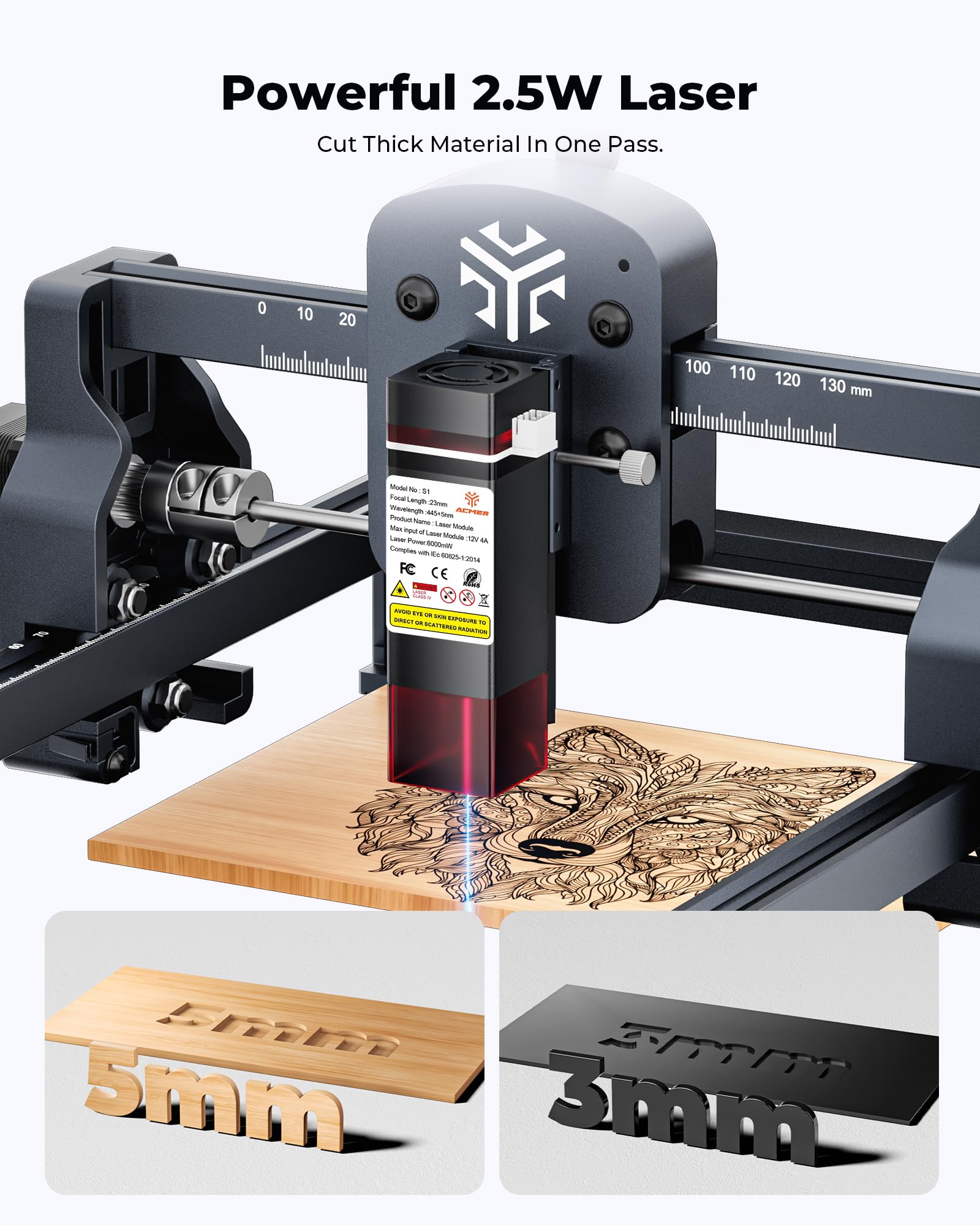 ACMER S1 レーザー彫刻機 2500mW クラス1 Amazon.com: ACMER S1 Laser Engraver,2500mW Engraving Machine for
