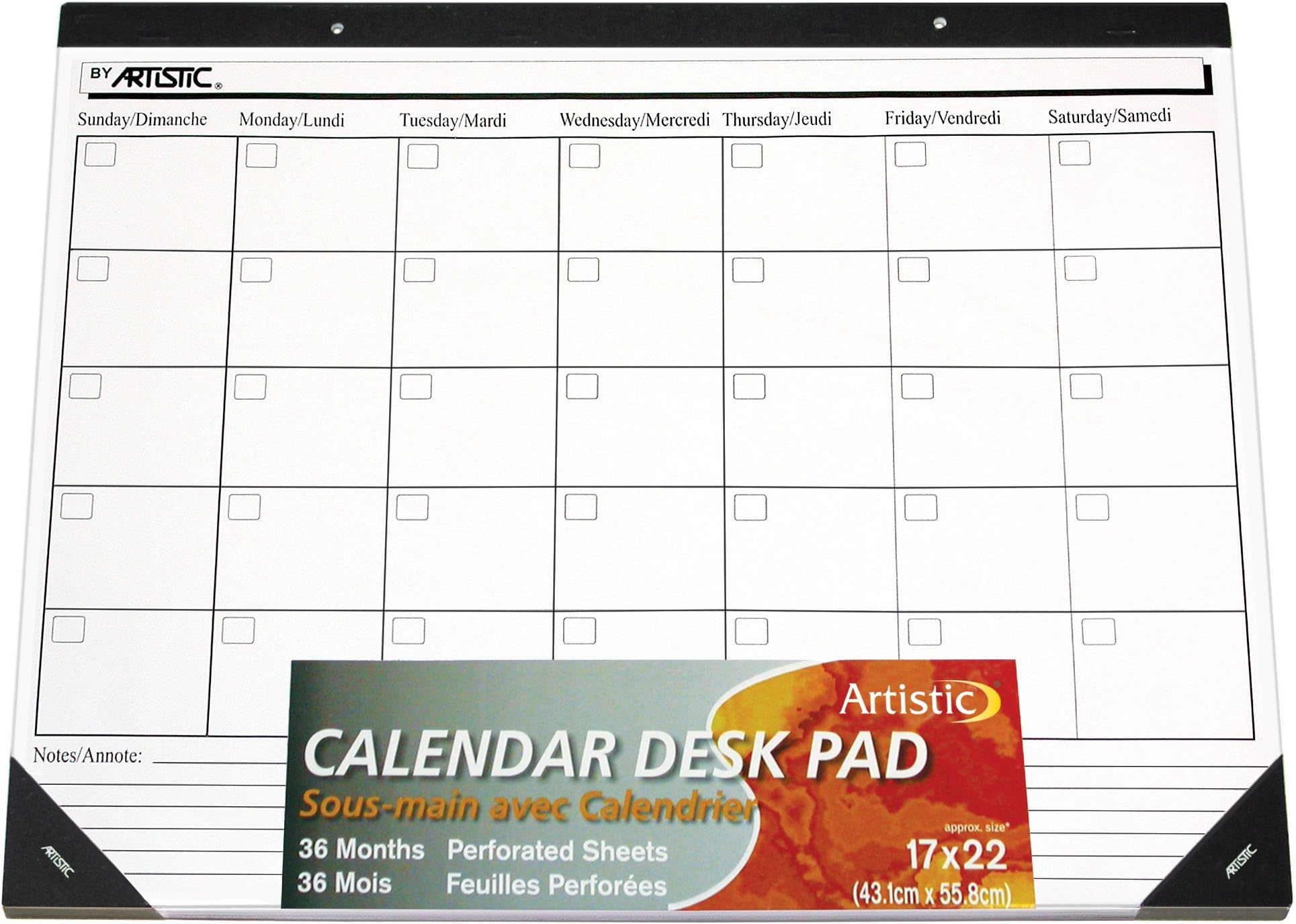 Artistic Office Products Undated Monthly Calendar Desk Pad Planner, Schedule and Write Notes, Protects Desktop from Scratches and Spills, 36 Sheets, 17" x 22", White Paper (50020)