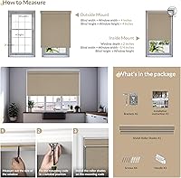 Vista 6 de Persianas enrollables opacas para ventanas, sin cordones, cortinas enrollables de lino con aislamiento térmico y protección UV, persianas y cortinas