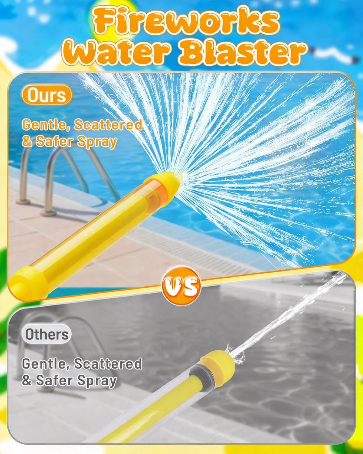 12 Pack Fireworks Water Blaster Squirt Guns for Kids & Adults, Firework Spray Effect Water Toys Bulk for Summer Pool, Backyard, Beach and Outdoor Party Games