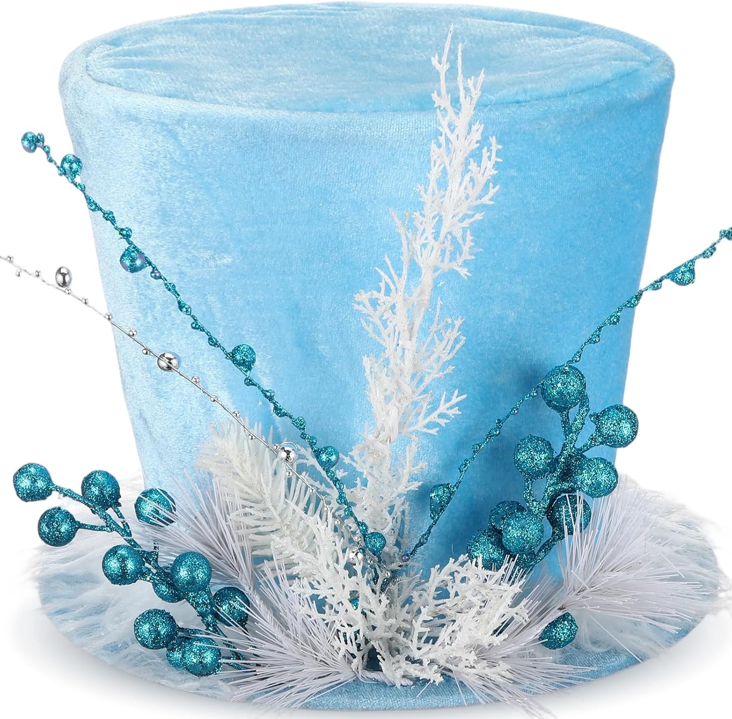 Halloscume Blue Christmas Tree Topper Hat Christmas Decorations for Beach Coastal Xmas Tree Ornament Winter Holiday Ocean Nautical Marine Home Gift Party Decor, 9.8 x 7.9 Inches