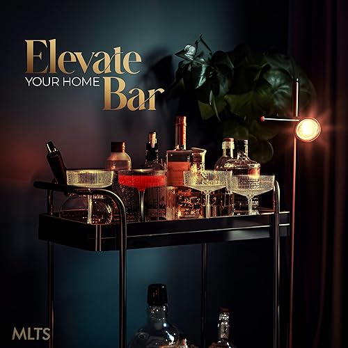 Miniatura 7 de MLTS - Cristalería coupé de champán acanalado  Vasos cupé transparentes  Juego de 4 vasos de Martini grandes  Cristalería de tallo largo  Perfecto