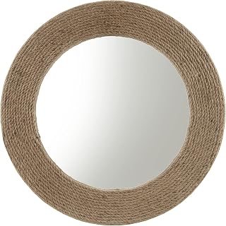 Madison Park Wall Décor Cove Cottage Style Round Jute Rope Frame, Mirror for Living Room, Console Table Center Piece Home Accent, Ready to Hang Bedroom Decoration, 26" W x 26" H, Natural