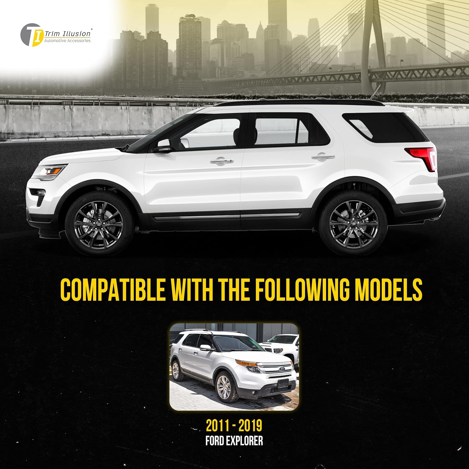 Trim Illusion Snap On Chrome Car Door Handle Cover Trim Compatible with Ford Explorer 2011-2019 with Push Smart Key or Keyless Sensor, DH287