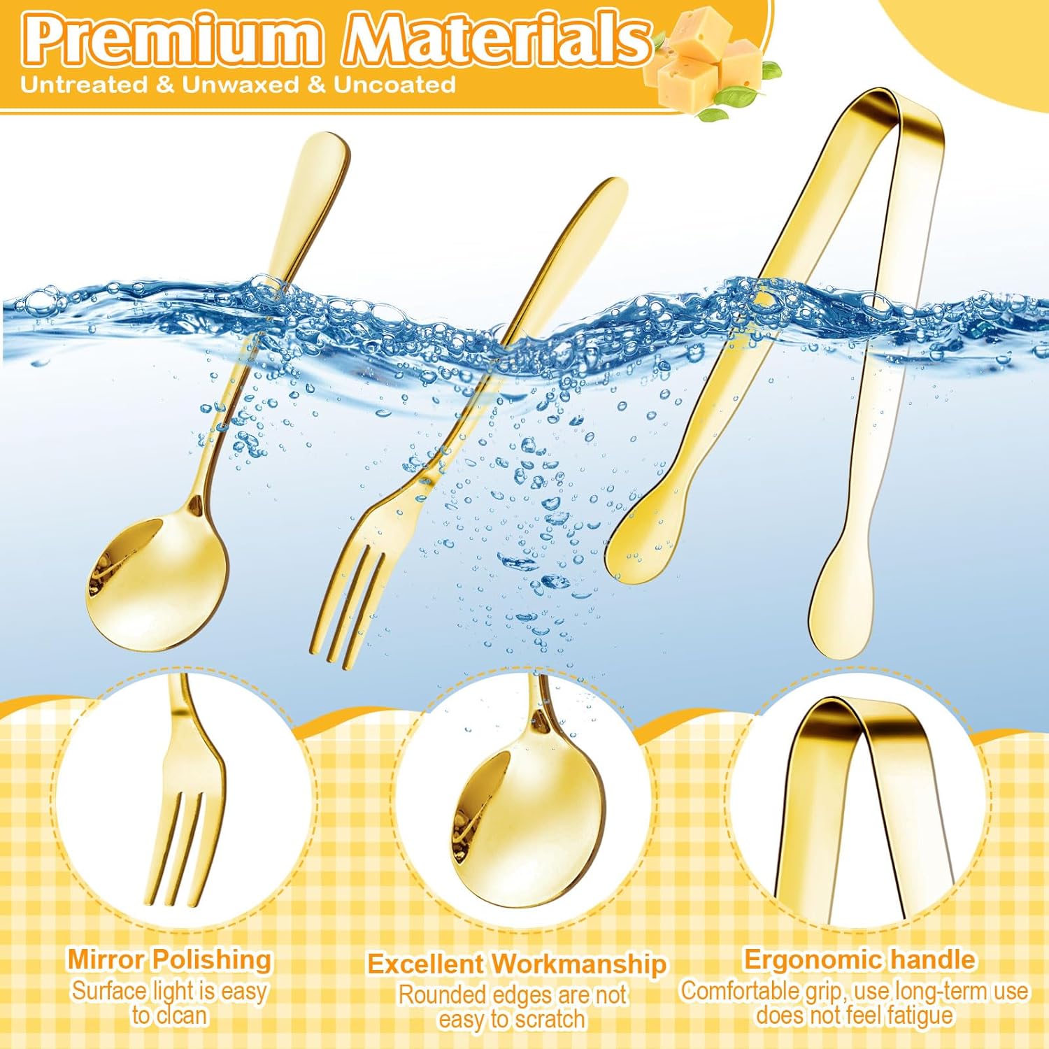 270 Pcs Charcuterie Board Accessories Charcuterie Utensils Cheese Spreader Knife Set Butcher Paper Roll Serving Tong Fork Spoon Dipping Bowl Cocktail Pick for Party Christmas Wedding(Gold)