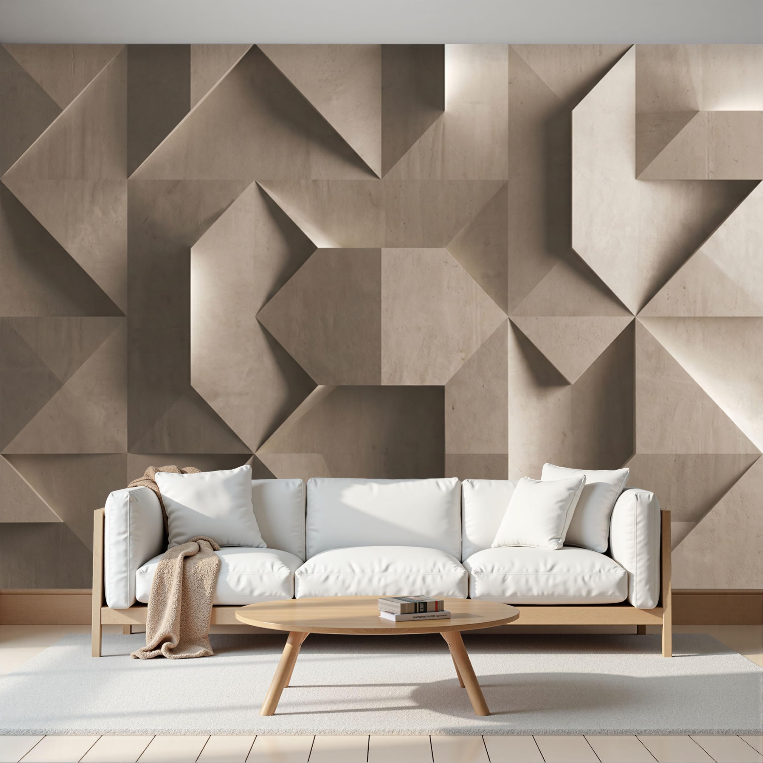 Papier peint intissé salon et chambre enfant ocre géométrique