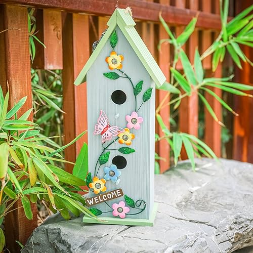 Miniatura 19 de Yinns Casas para pájaros, Casa de pájaros de resina para exteriores, Casas decorativas para pájaros, Regadera colgante Casas de pájaros