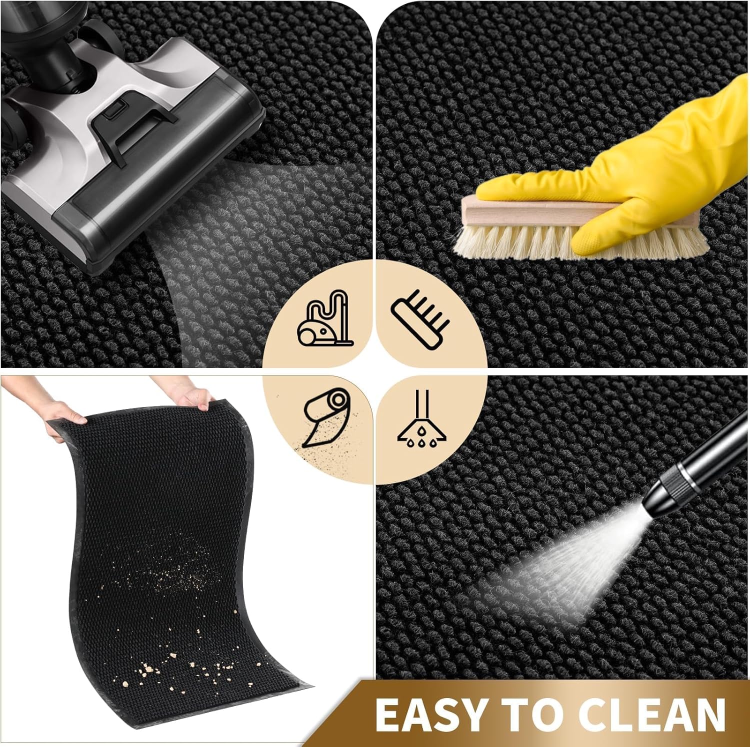 Yimobra Doormat Outdoor Indoor Entrance 47 x 24, All-Season All-Weather Front Door Mat, 100% Waterproof Welcome Matt for Floor Garage Outside Entry, Stain and Fade Resistant,Black