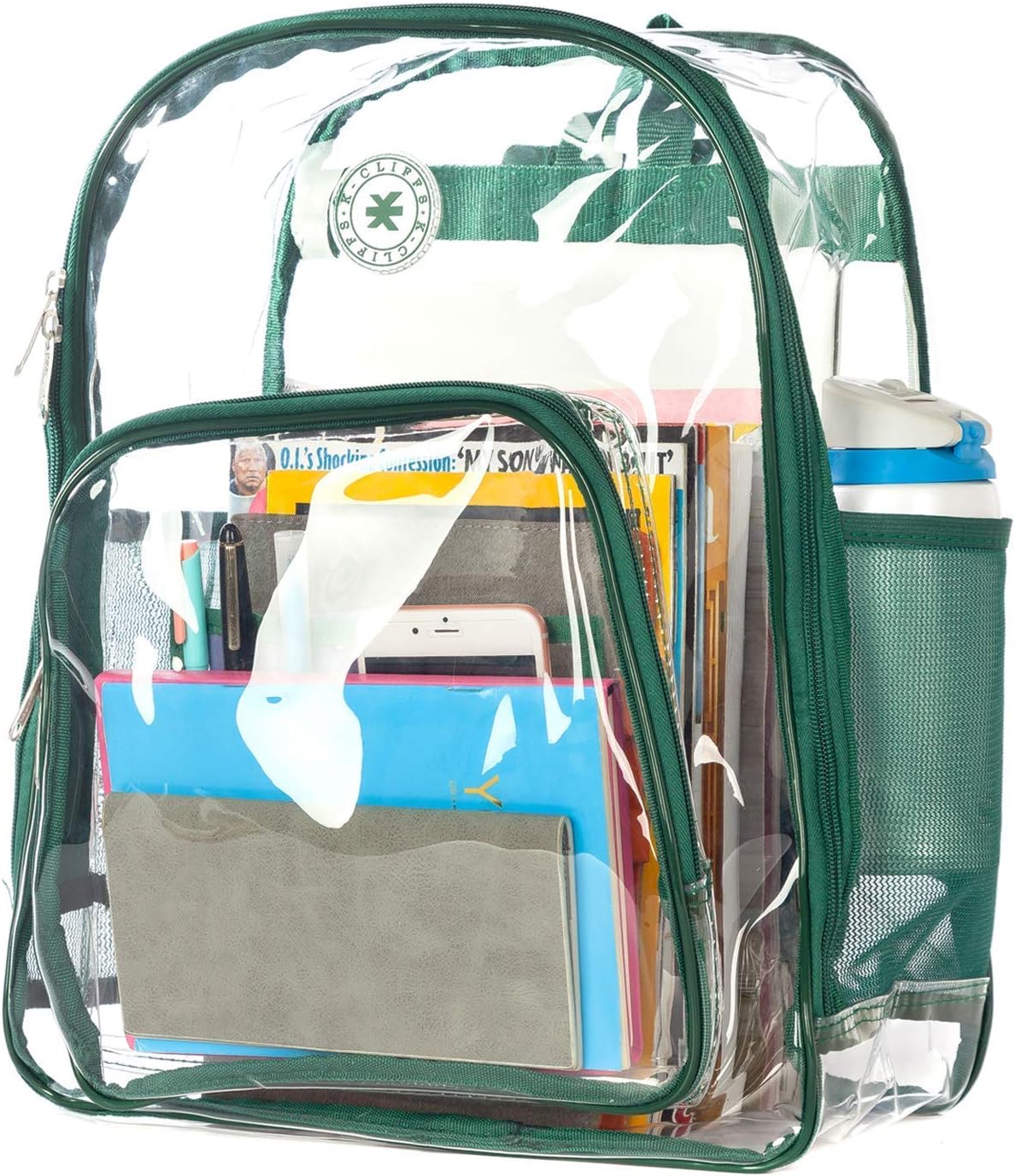 Heavy Duty Clear Backpack Transparent Quality School Bag Large See Through Student Daypack Security Workbag Green