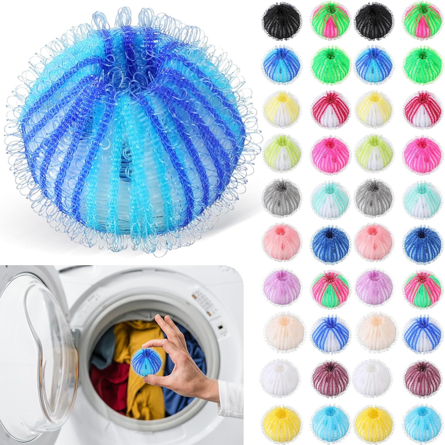 Dansib 100 Pcs Pet Hair Remover for Laundry, Reusable Lint