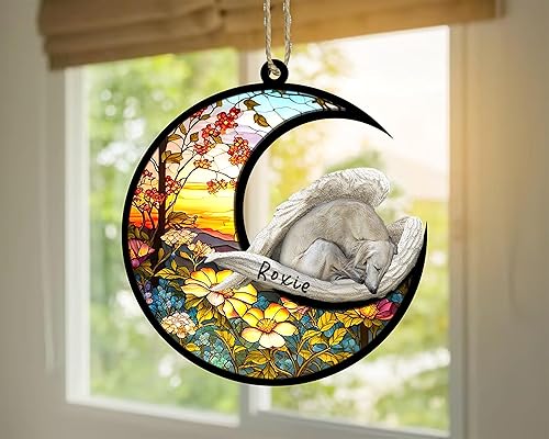 Miniatura 430 de Chow Chow Dog Memorial Suncatcher, adorno de Navidad Chow Chow con nombre, atrapador de pérdida de mascotas, regalos para los amantes de los perros