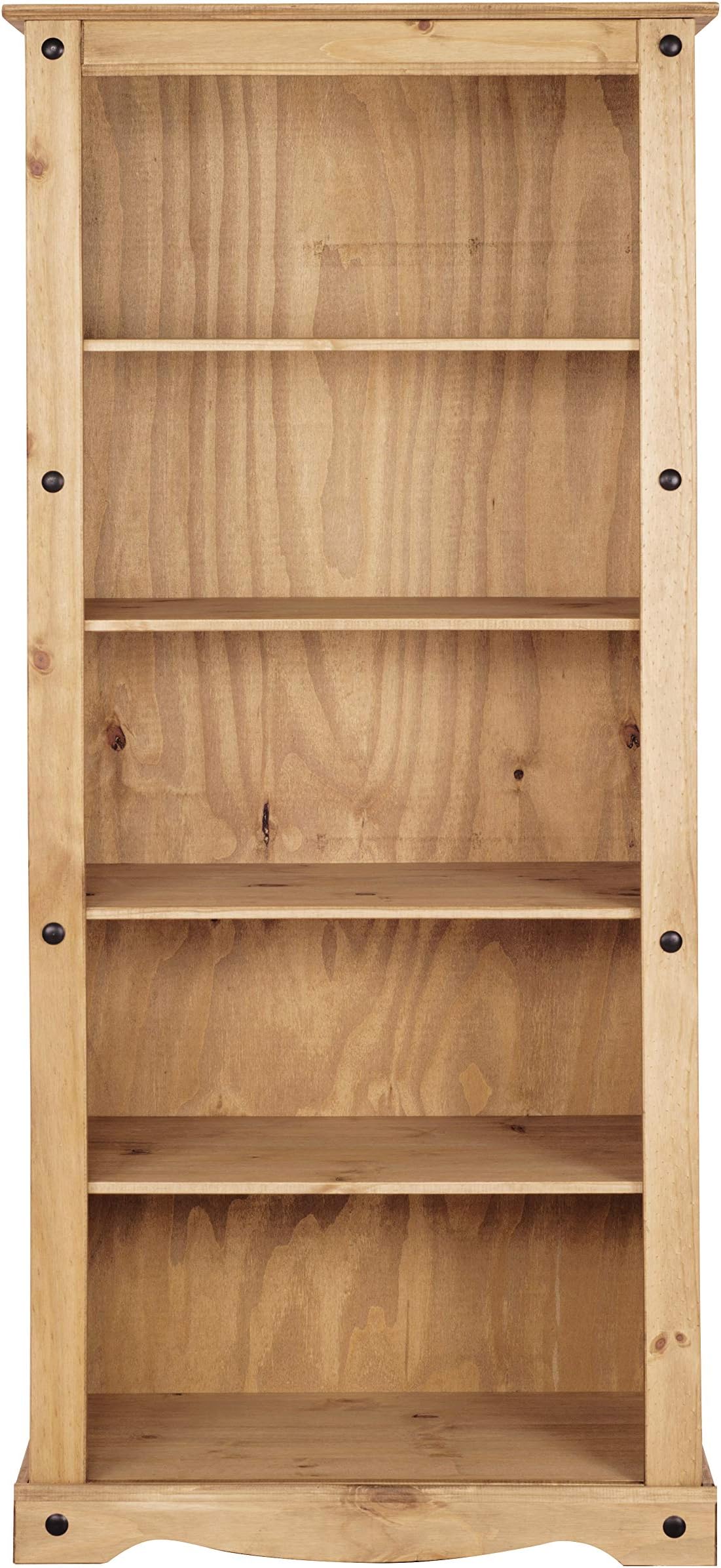 Corona Tall Bookcase Solid Pine Wood Large