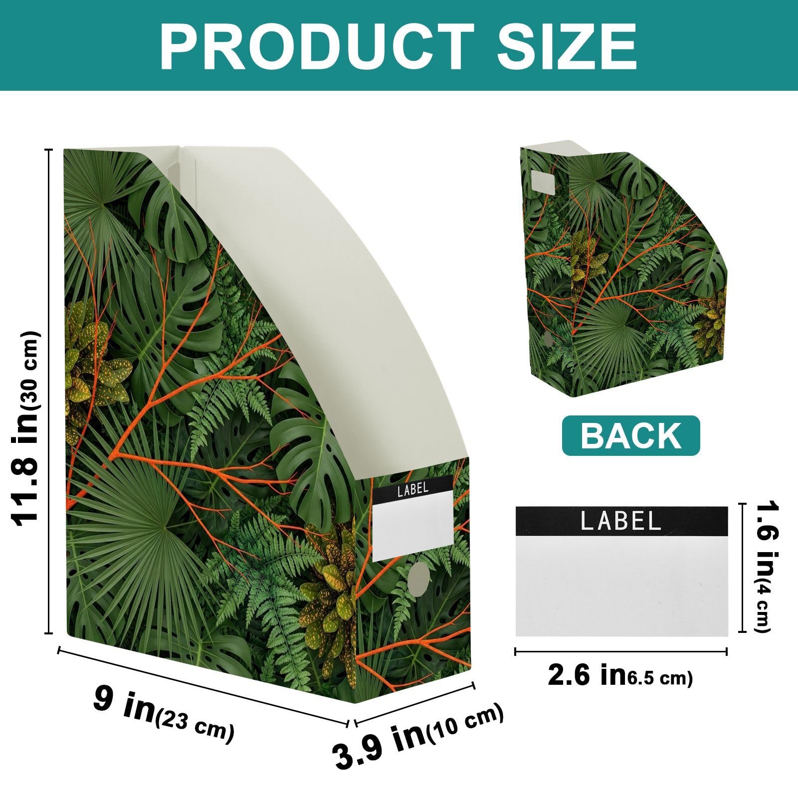 Portariviste da ufficio con foglie tropicali verdi