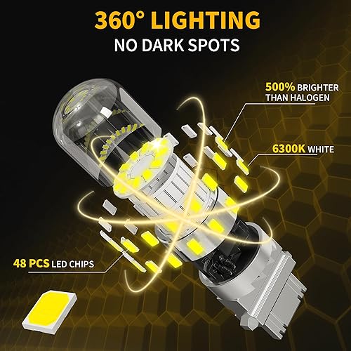 Miniatura 17 de Yorkim Bombilla LED 7440, luces rojas brillantes, bombillas LED T20, 7443 LED, 7441 LED, W21W LED, 7444 bombillas, para luz de marcha atrás/de Rojo