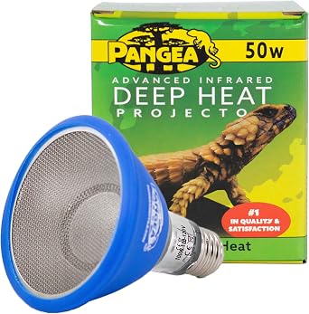 Pangea 50W Deep Heat Projector Infrared Heater for Reptiles 50 Watt | Designed for USA Outlets and Voltage, Bulb-Shaped Infrared Reptile Heater, Low to No Visible Light, Sturdy Packaging
