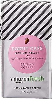 AmazonFresh Donut Cafe Ground Coffee, Medium Roast, 12 Ounce