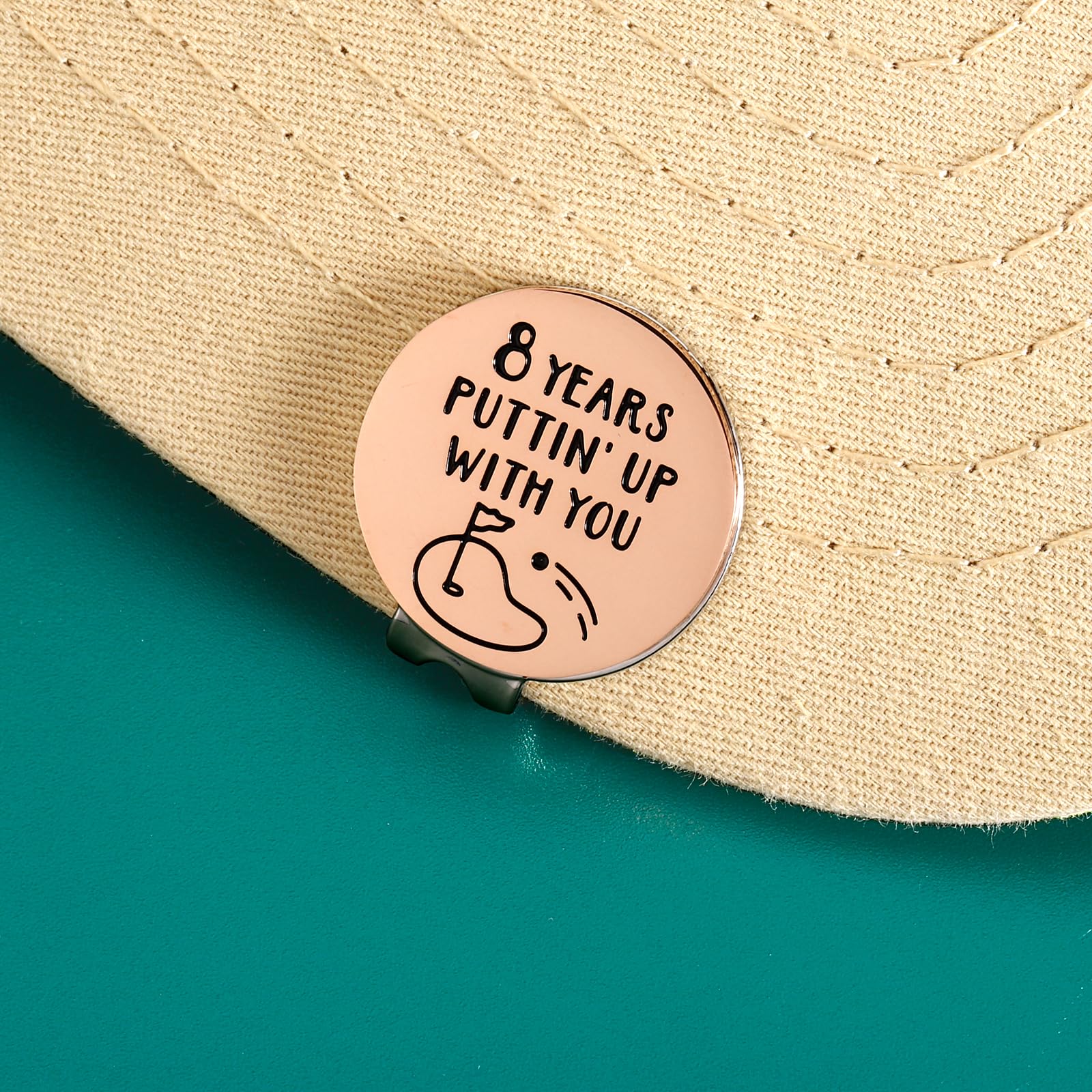 8 Year Anniversay Steel Gifts for Couple Golf Accessories for Men Bronze Anniversary Day Gifts for Wife Husband Valentines Gifts for Him White Elephant Gifts Christmas Golf Ball Marker Hat Clip