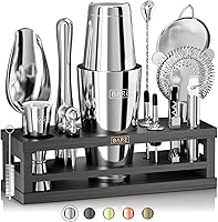 BareBarrel 16-Piece Bartender Kit with 28oz Boston Shaker, Bamboo Organizer & 35 Recipes | Premium Mixology Bar Set for Home Cocktails