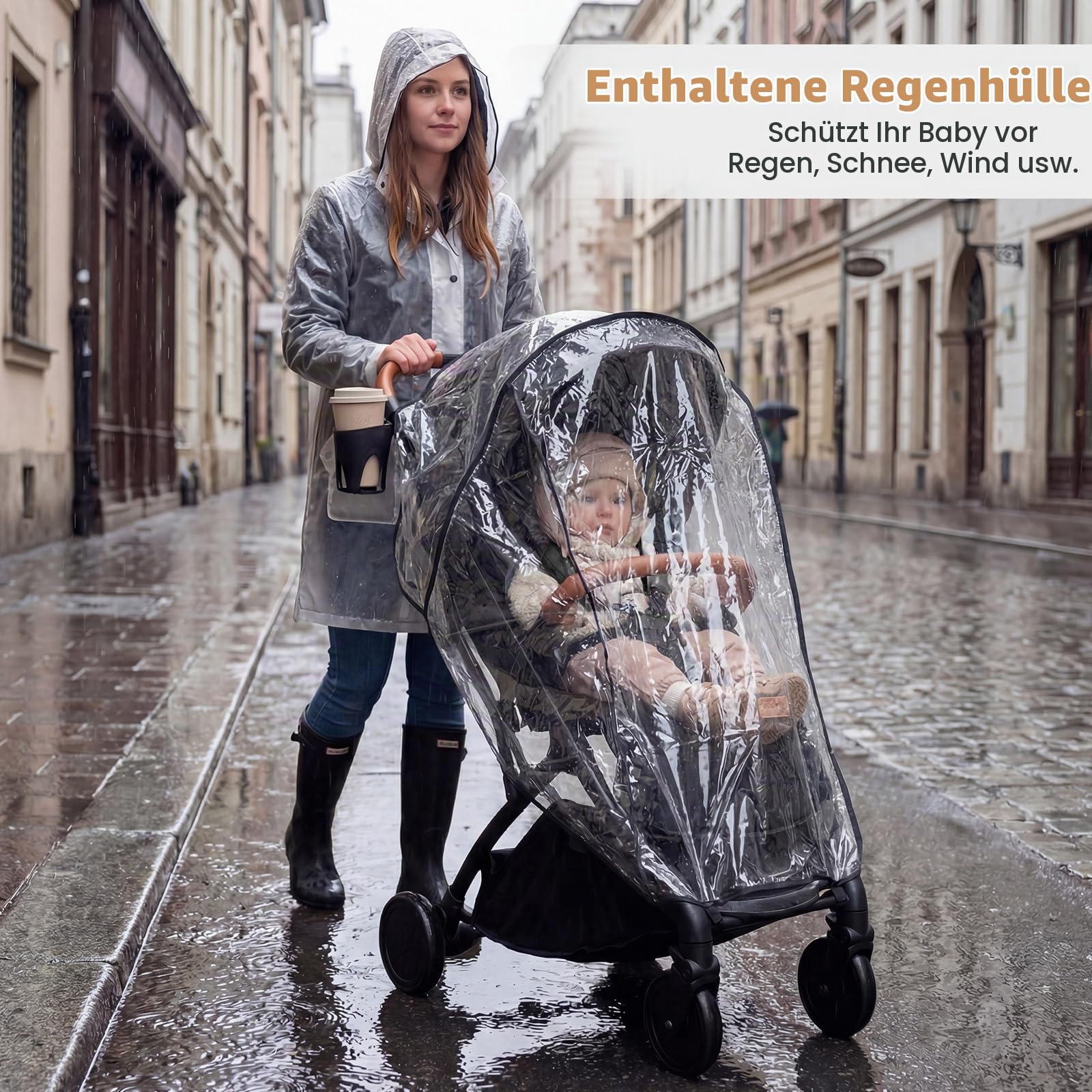 COSTWAY Kinderwagen klappbar mit Regenschutz, Reisebuggy mit verstellbarem Rückenlehne, Fußstütze, Verdeck & Griff, Babywagen mit Liegefunktion, Buggy für Baby bis 3 Jahren, 15 kg belastbar (Schwarz)