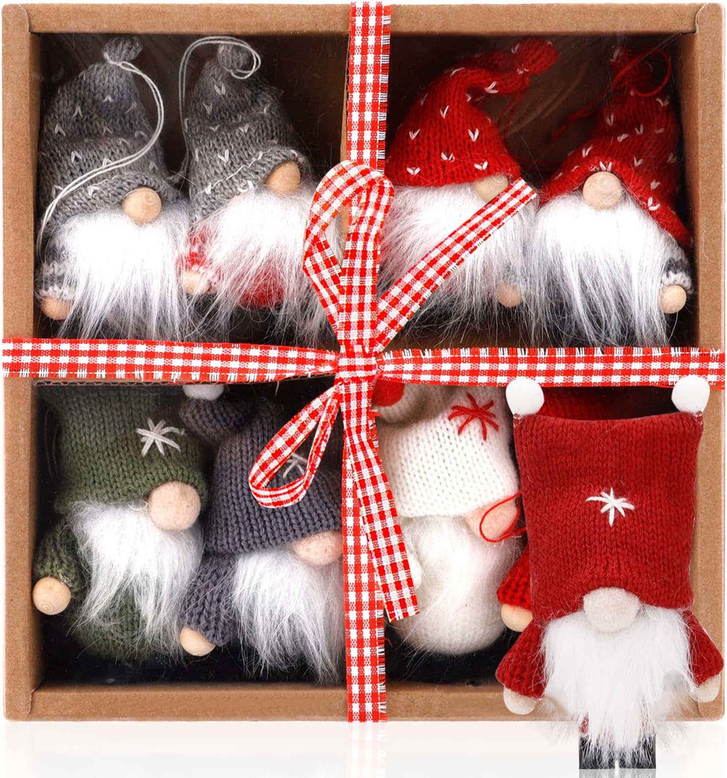 Set Di 2 Gnomi Natalizi In Peluche Lavorato A Maglia – Rosso E Verde – Altezza 34,9 Cm – Decorazioni Natalizie Per Casa