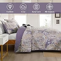 Vista 143 de DJY Juego de edredón de cachemira marrón, tamaño Queen, juego de colcha bohemia de 3 piezas, ropa de cama de microfibra suave y ligera con estampado