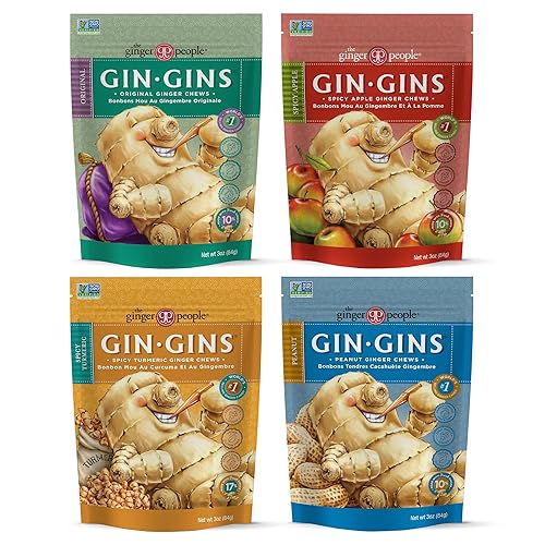 Vista 25 de GIN GINS Original Ginger Chews – Dulces 100% naturales de The Ginger People – Golosinas saludables envueltas individualmente – Hecho con el rizoma
