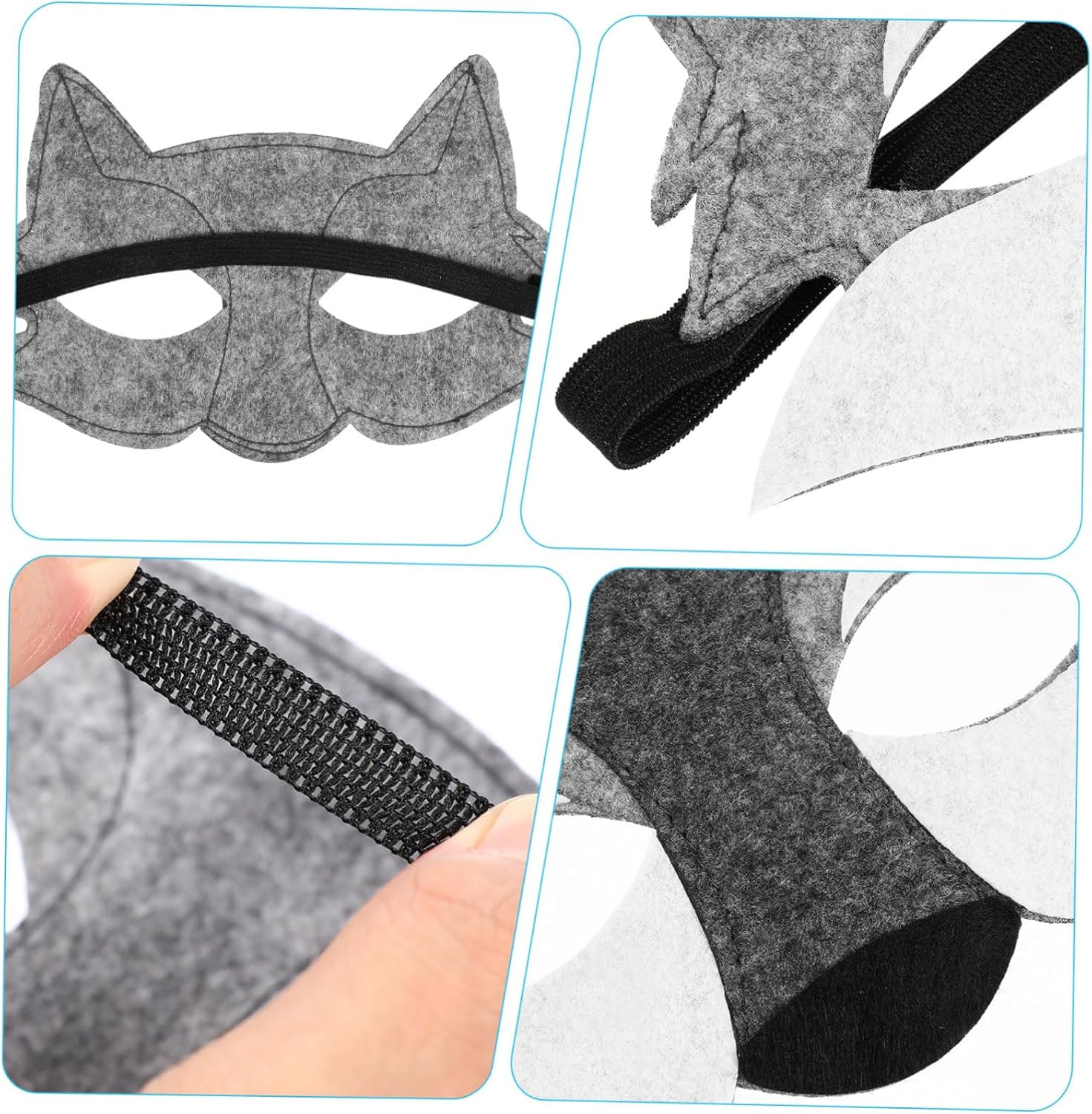 NUOBESTY 3PCS Wolf Mask Masquerade Animals Felt Half Face Mask for Kids Halloween Dress-up Party Supplies (Grey) - Image 5
