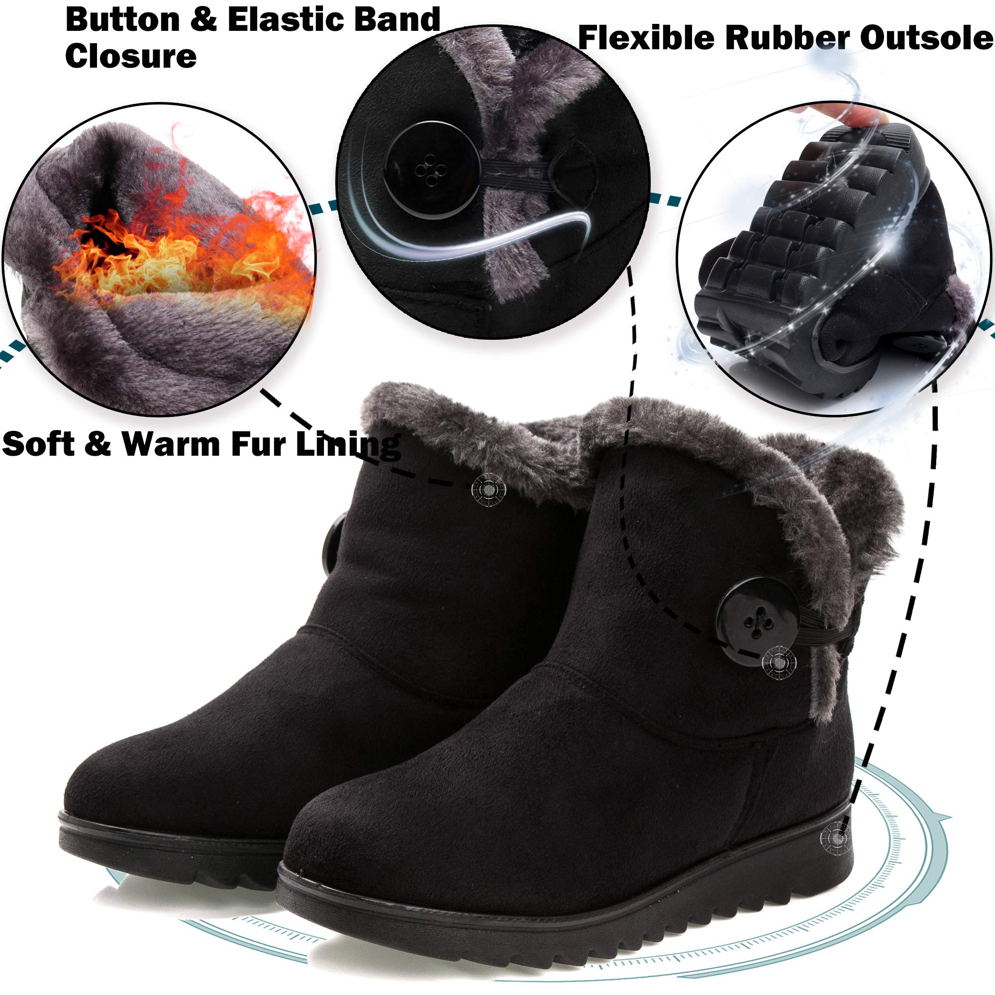 Vunavueya Stivali Donna Invernali Scarpe Stivaletti da Neve con Imbottitura Calda Stivali alla Caviglia Caldi Boots Scarpe 35-41.5