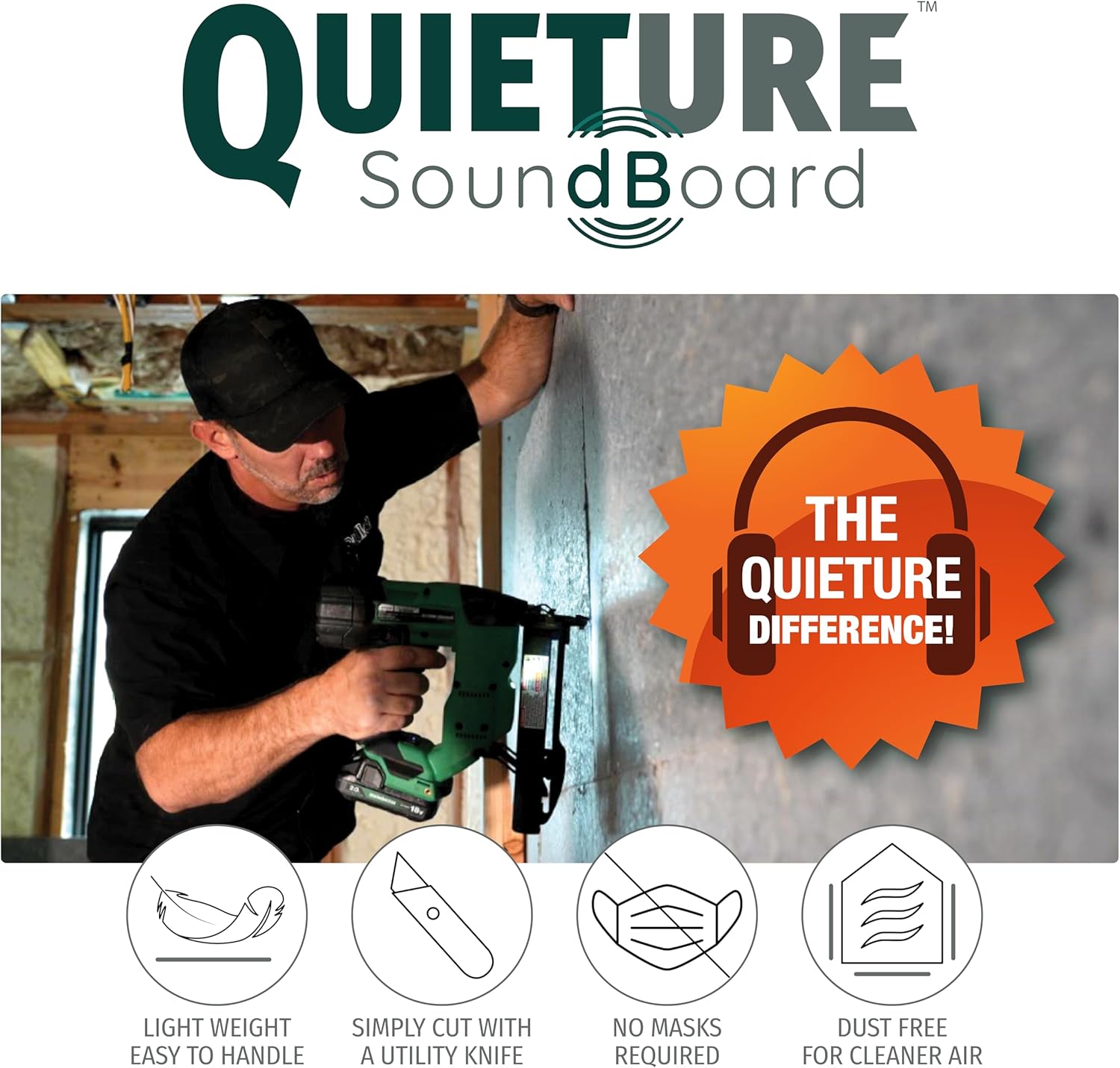 Quieture Soundboard Acoustic Panels Sound Absorbing Fiberboard for Soundproofing & Thermal Insulation Ideal for Walls, Ceilings & Floors - 12 2'x4' Panels, 6mm T (Covers 96 sq ft)