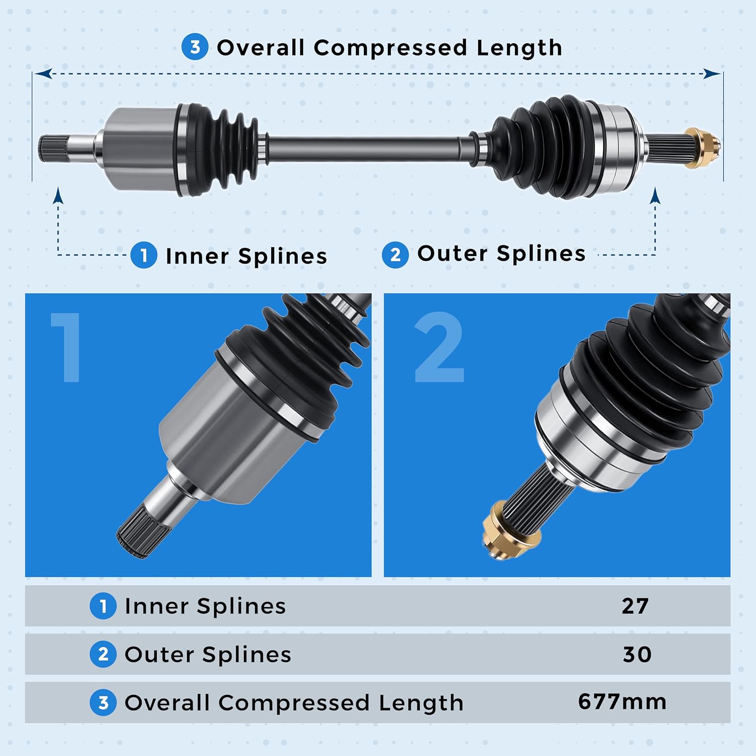 Front Left Driver Side CV Axle Shaft Assembly for 2008-2014 Honda Accord 2.4L for 2009-2012 Acura TSX L4 2.4L