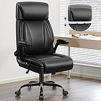 Vista 9 de Silla de oficina, silla de escritorio ergonómica con brazos abatibles acolchados y reposacabezas ajustables, cómoda silla ejecutiva de piel Gris