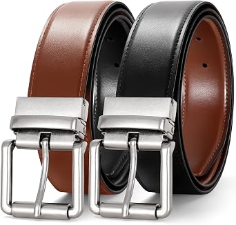 JASGOOD Mens Belt, Reversible Leather Belts for Men for Dress Pants, One Reverse For 2 Sides Casual Belt