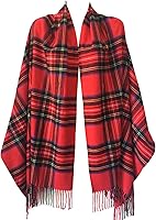 Vista 1 de NY GOLDEN FASHION Bufanda de invierno de gran tamaño para mujer, diseño de tartán escocés, a cuadros, con tacto de cachemira rojo (Red Tartan)