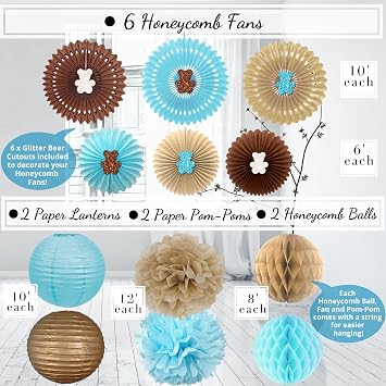 323 Pc Teddy Bear Baby Shower Decorations for Boy Kit Blue
